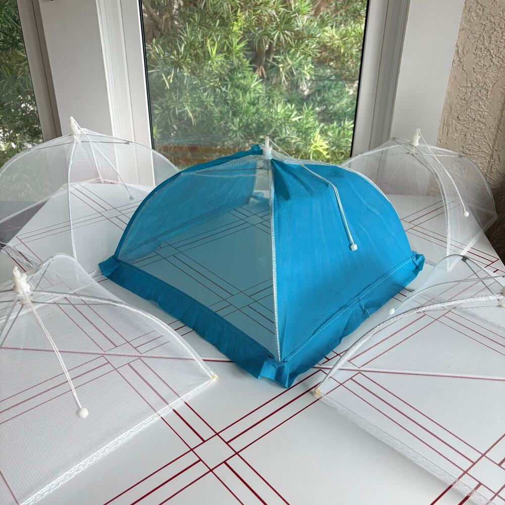 Vintage Mesh Food Covers Set of 5 Folding Picnic Cake Plate Tents